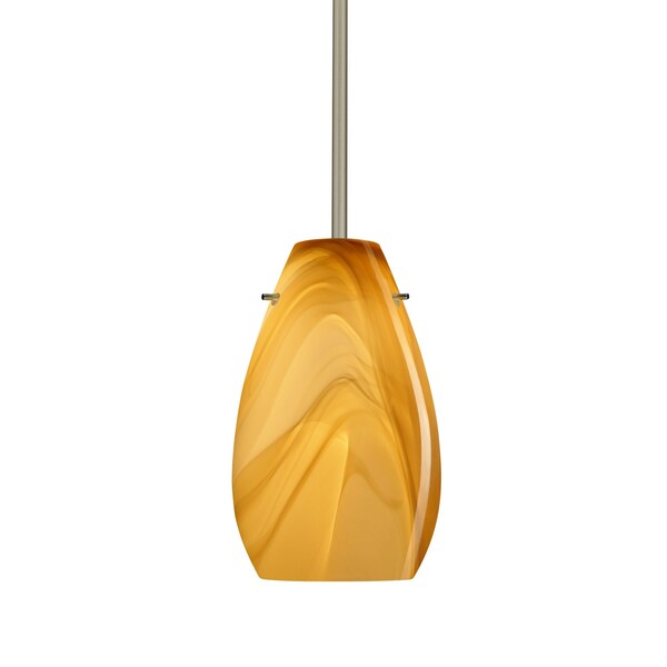 Besa Lighting Pera 9 Stem Pendant, Honey, Satin Nickel Finish, 1x9W LED 1TT-4126HN-LED-SN - main